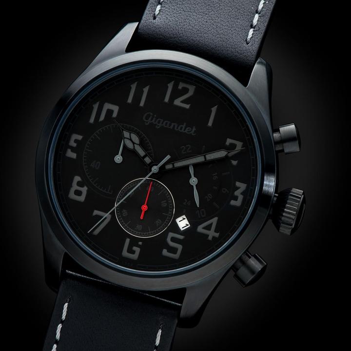 Produktbild Gigandet Analoge Chronographenuhr mit Lederarmband, wasserdicht, fluoreszierend (Chronograph)