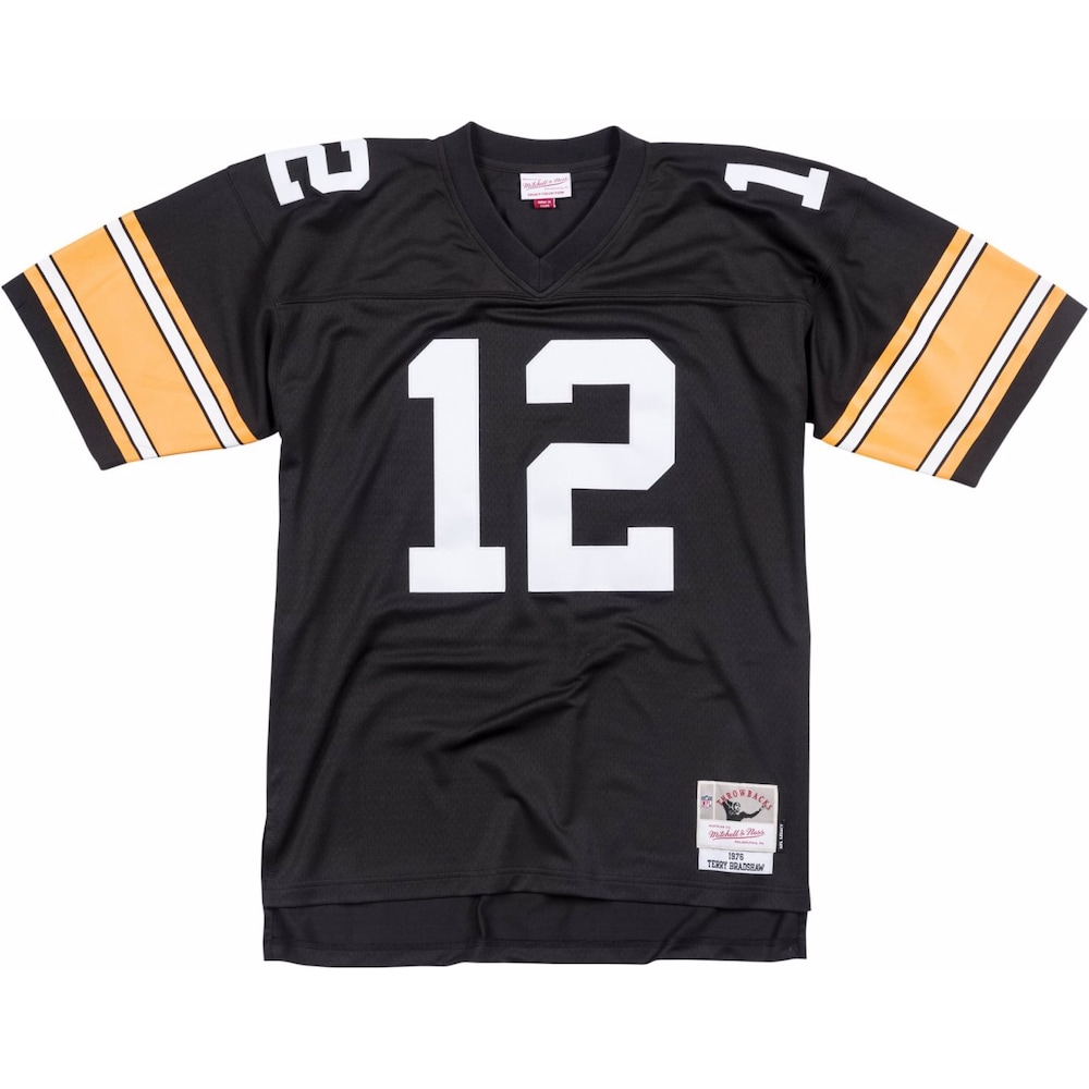 Mitchell & Ness, Herren, Sportshirt, NFL Legacy Jersey Pittsburgh Steelers 1976 Terry Bradshaw (S), Schwarz, S