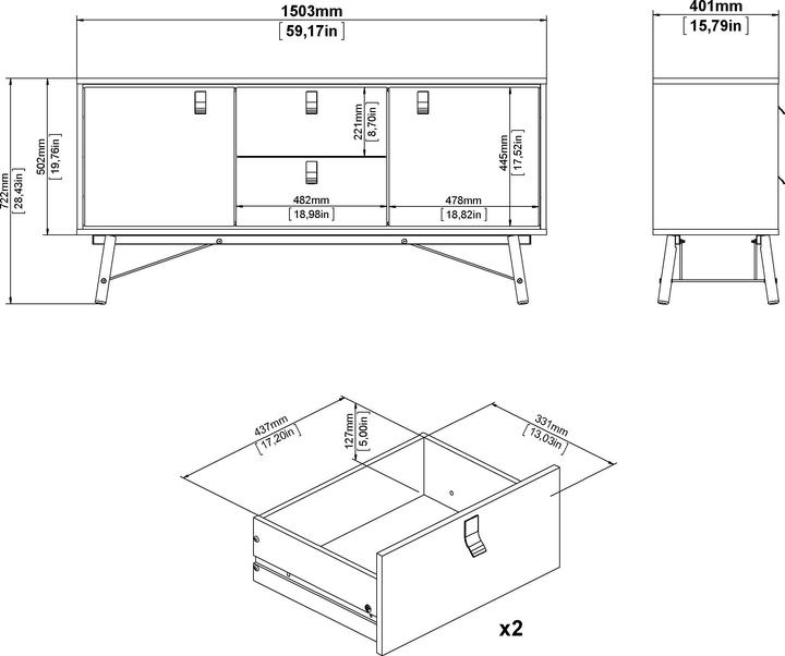 Produktbild Tvilum Ry (150.30 x 40.10 x 72.20 cm)