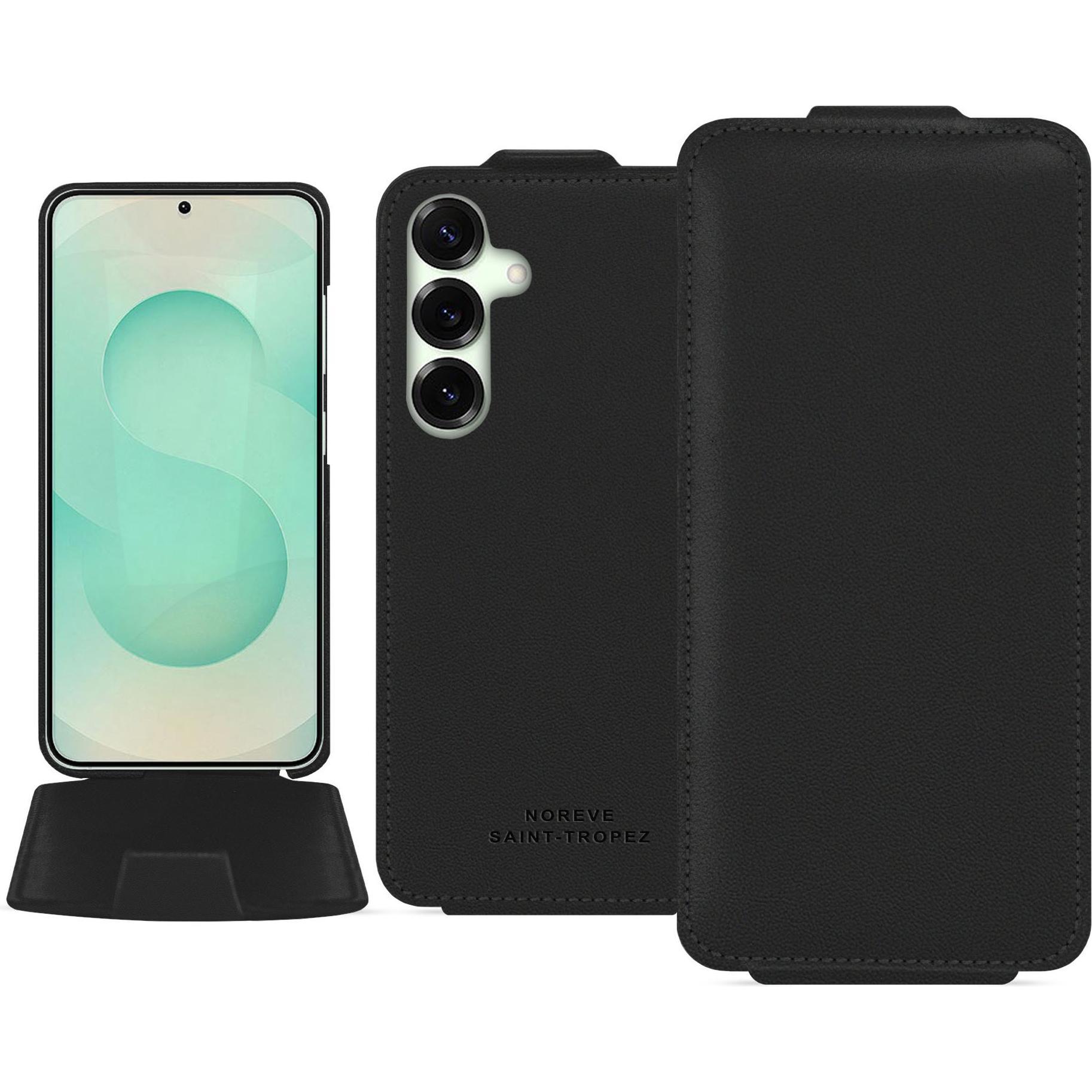 Noreve Lederschutzhülle vertikal (Samsung Galaxy S25+), Smartphone Hülle, Schwarz
