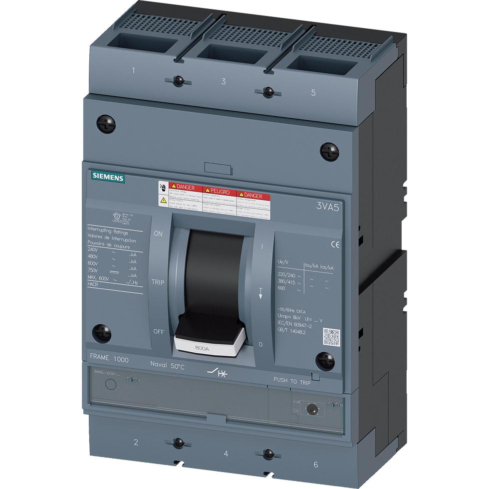 Siemens, Schutzschalter, Leistungsschalter 3VA5 UL Frame 800 Schaltvermögenklasse M 35kA @ 480 V 3-polig 3VA55805EC321AA...