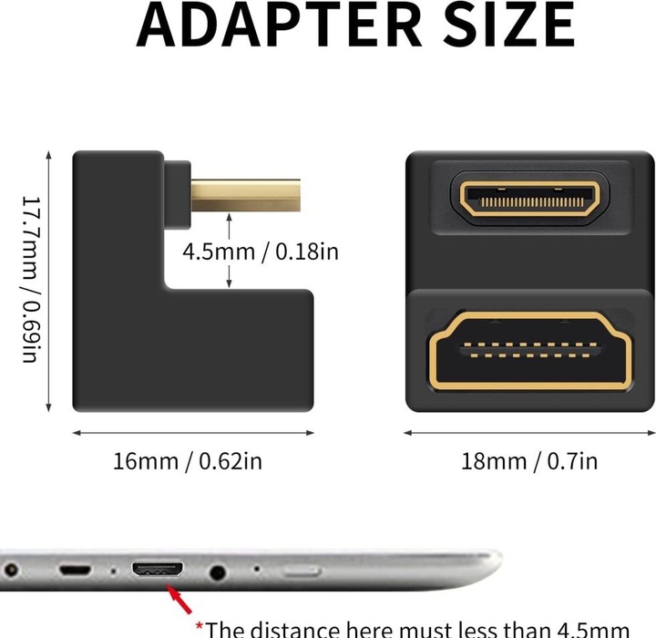 Produktbild PowerGuard Mini HDMI auf HDMI 2.1 180-Grad Winkel U-Form Down Adapter (Mini HDMI)