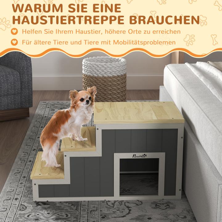 Actual product image PawHut Pet staircase with small dog kennel inside (Dog, Safety closure)