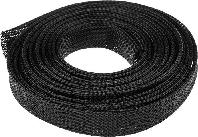 Produktbild RS PRO Kabelschlauch Schwarz PET für Kabel-Ø 12mm bis 30mm, Länge 5m Umflochtener Dehnbar (Kabelschlauch, 500 cm)