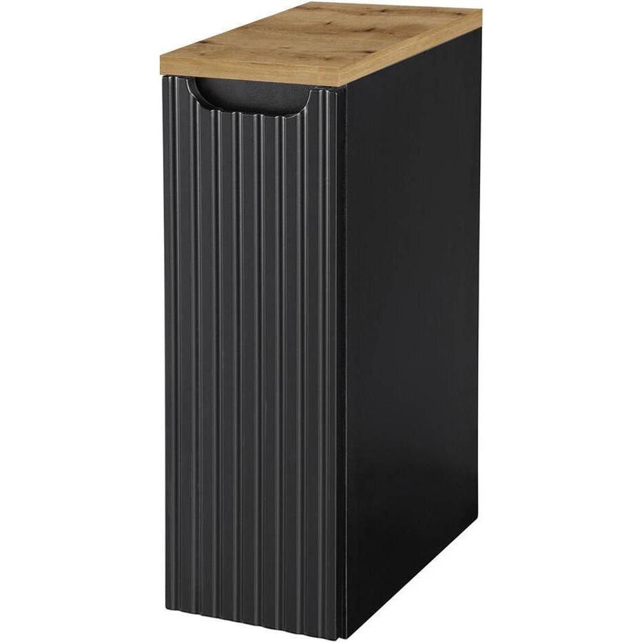En.Casa, Badezimmerschrank, Unterschrank Skelbolu 20x60x40 cm Schwarz/Eichenoptik