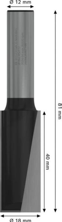 Produktbild Bosch Professional Zubehör Nutfräser, 12 mm, D1 18 mm, L 40 mm, G 81 mm