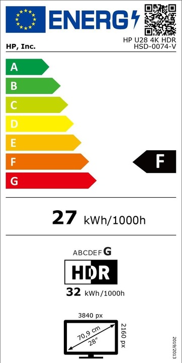 Energy Label HP U28 (3840 x 2160 Pixels, 28")