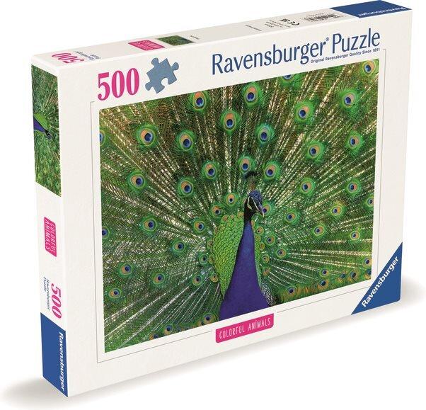Immagine prodotto Ravensburger Puzzle 12001332, Animali colorati - Pavone - Puzzle da 500 pezzi per adulti e bambini (500 pezzi)