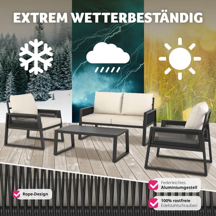 Actual product image tectake Captive garden lounge set in Rope design, aluminium frame
