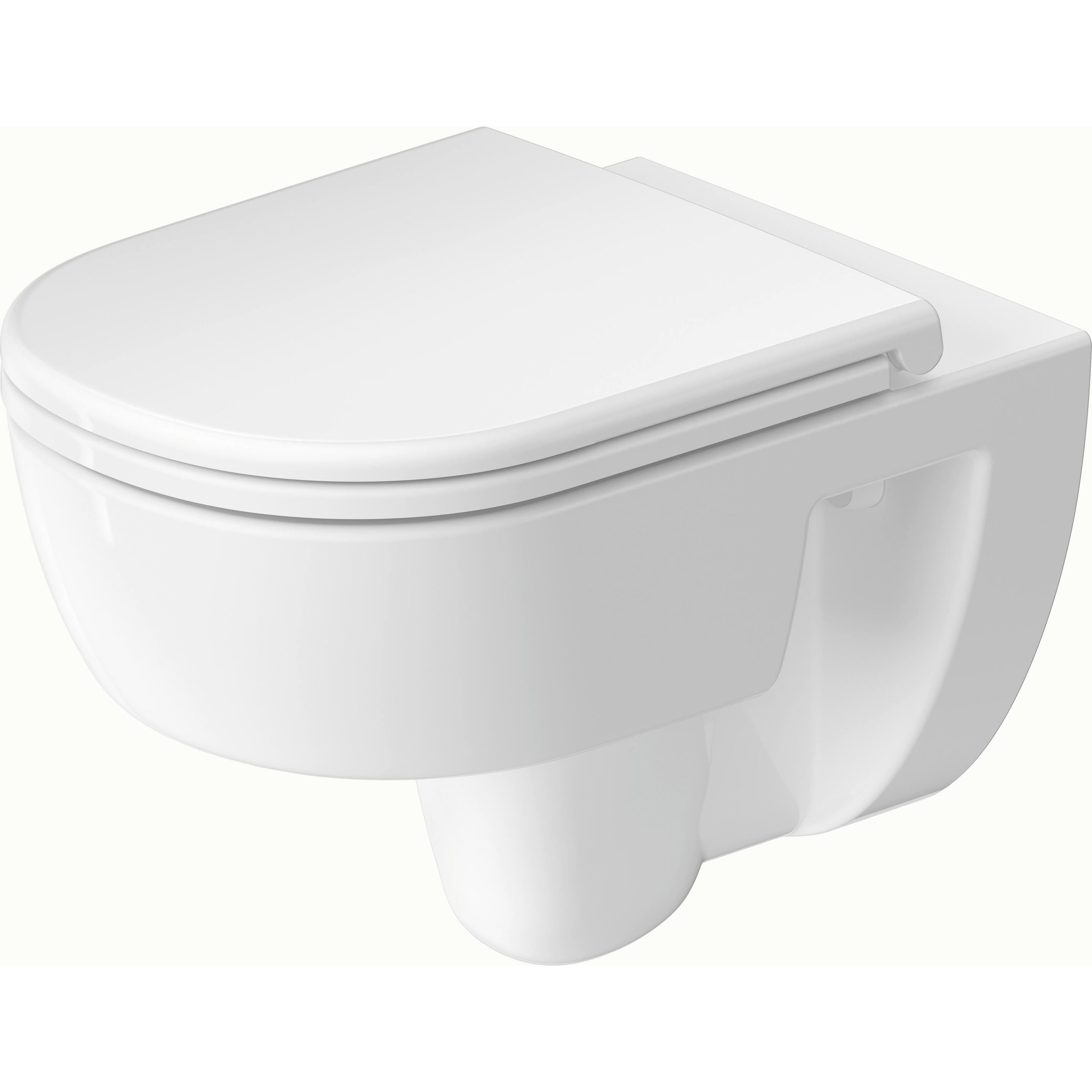 Duravit, Toilette + Bidet, D-Code Wand-WC, Tiefspüler, rimless, 370x540x360mm, 4/2-Liter, Weiss Hochglanz