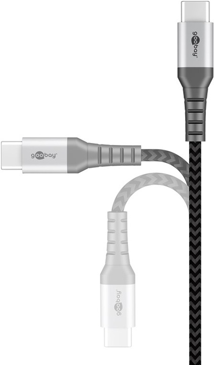 Actual product image Goobay USB-C cable, textile, metal plug, extra robust (0.50 m, USB 2.0)
