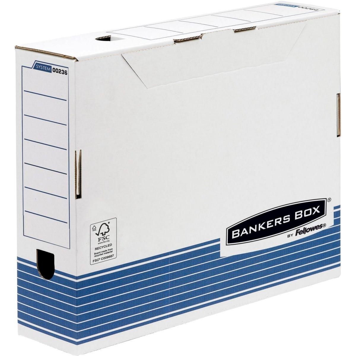 Fellowes, Dokumentenablage, Archivbox R-Kive PRIMA, weiss-blau, DIN A3 (B)100 mm, aus 100% recyceltem Karton, 100% (A3)