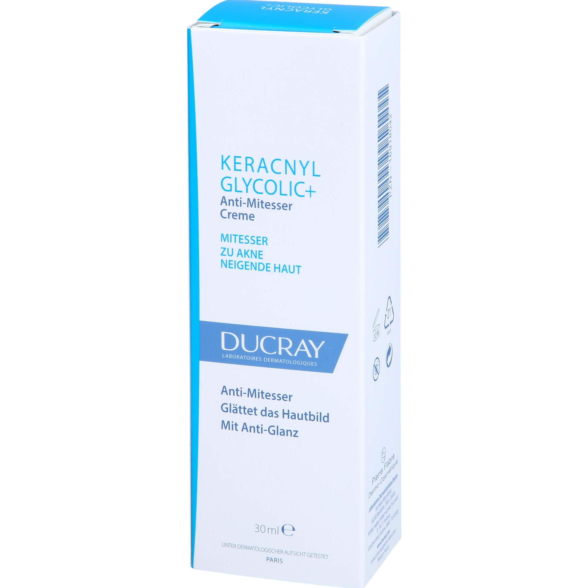 Ducray, Gesichtscreme, Keracnyl Glycolic+, 30 ml CRE (30 ml, Gesichtswasser)