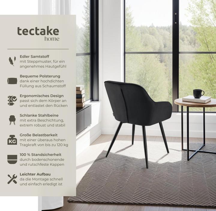 Actual product image tectake chair Marilyn, velvet look, quilted