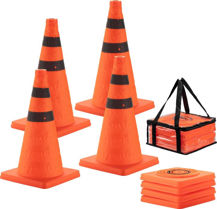 Wiltec 4x faltbare Verkehrskegel 45cm reflektieren Warnkegel Leitkegel Pylone