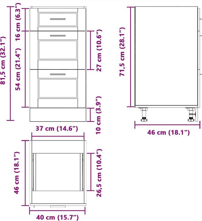 Actual product image vidaXL Küchenunterschrank (40 x 46 x 81.50 cm)