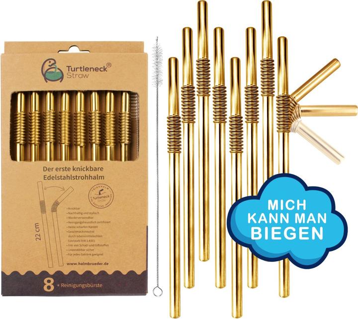Produktbild Turtleneck Straw Biegsame Edelstahl Trinkhalme (8 x)