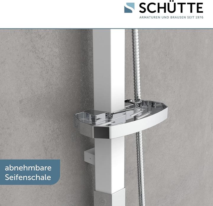 Produktbild Schütte Regendusche Bad MADAGASKAR Überkopfbrause-Set Weiss Chrom Duschsystem Regenbrause 60065
