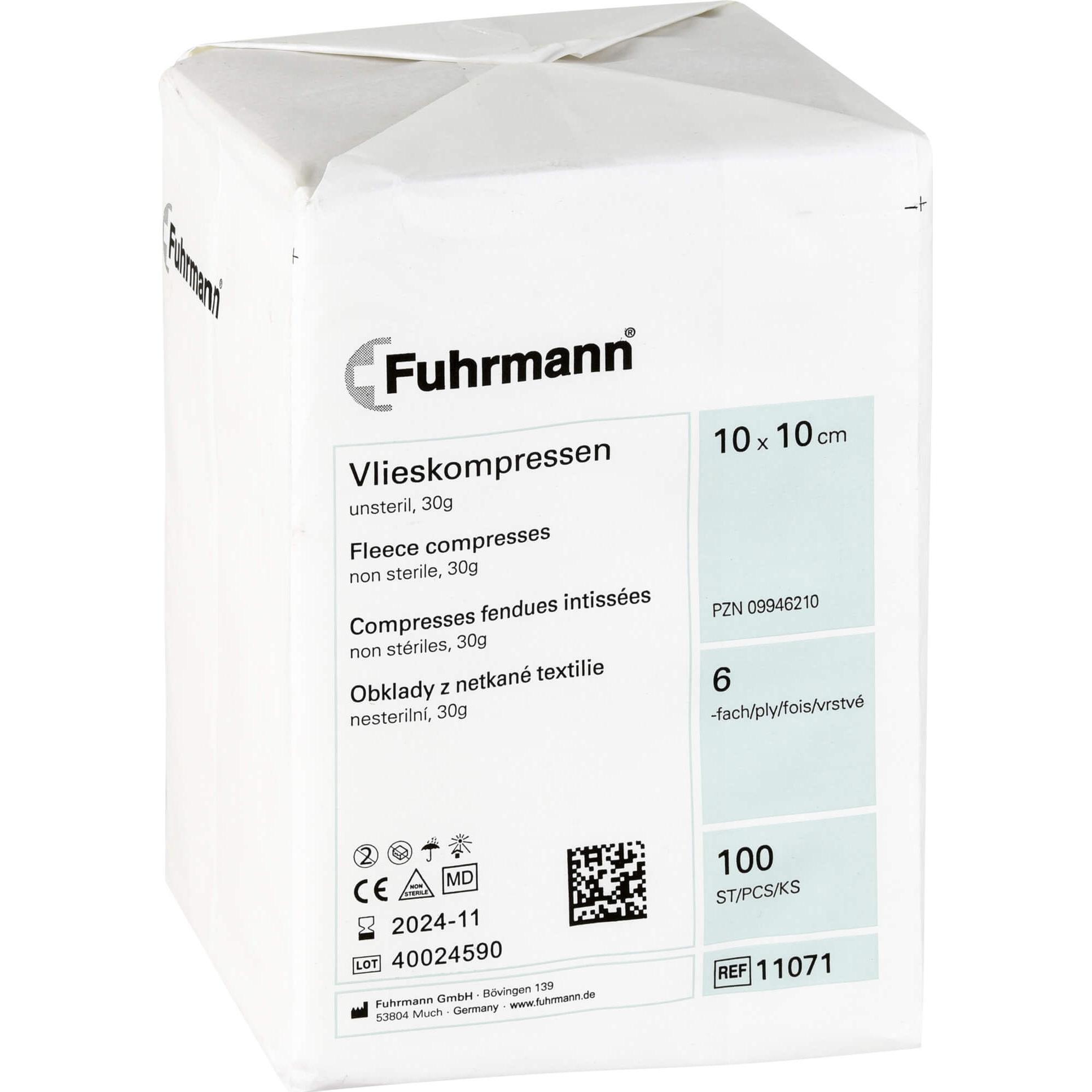 Thumbnail - Fuhrmann, Verbandsmaterial, Vlieskompressen 10x10 6-lagig unsteril, 100 St KOM