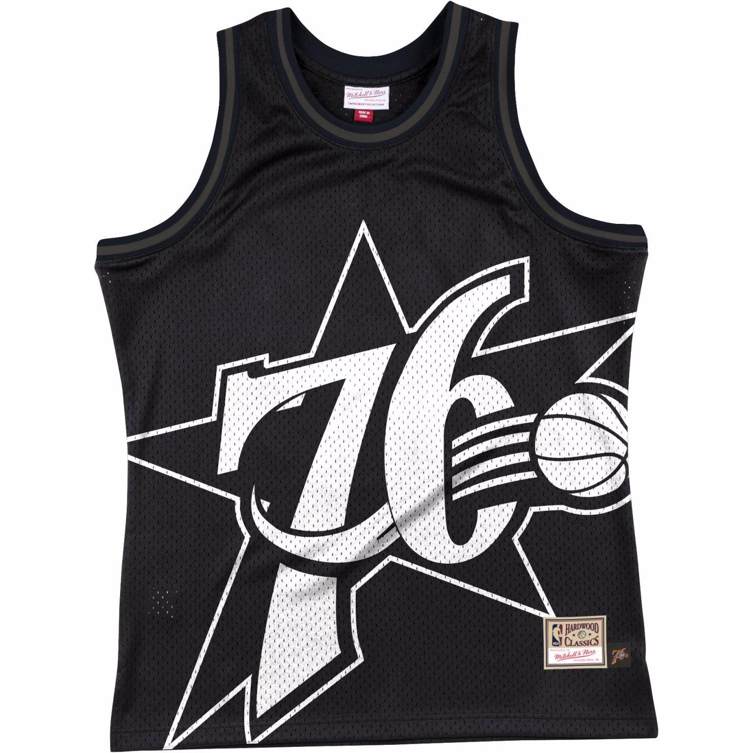 Mitchell & Ness, Herren, Sportshirt, Big Face 3.0 Jersey Hwc Philadelphia 76Ers (S), Schwarz, S