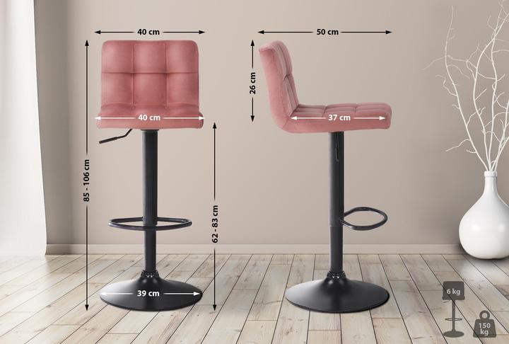 Produktbild CLP Barhocker Feni Samt, pink