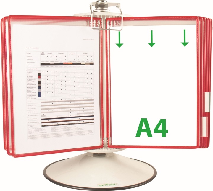 Actual product image Tarifold Display board stand A4 grey metal with 40 display boards red