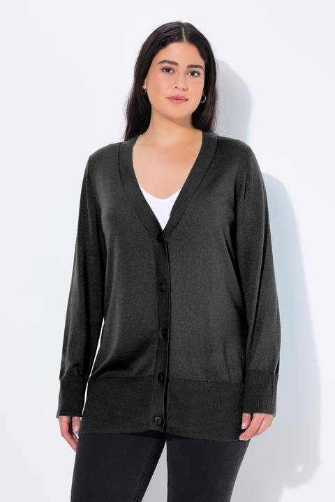 Produktbild Ulla Popken Strickjacke, V-Ausschnitt, Knopfleiste, Feinstrick (46, 48)