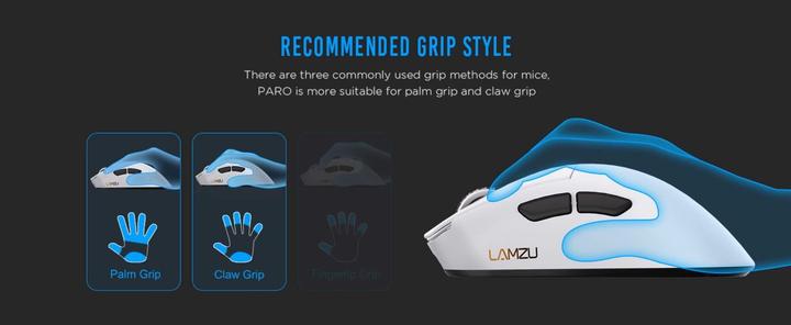 Actual product image Lamzu Paro Gaming Maus, 8kHz Abtastrate, 2,4GHz Wireless - schwarz (Cable, Wireless)