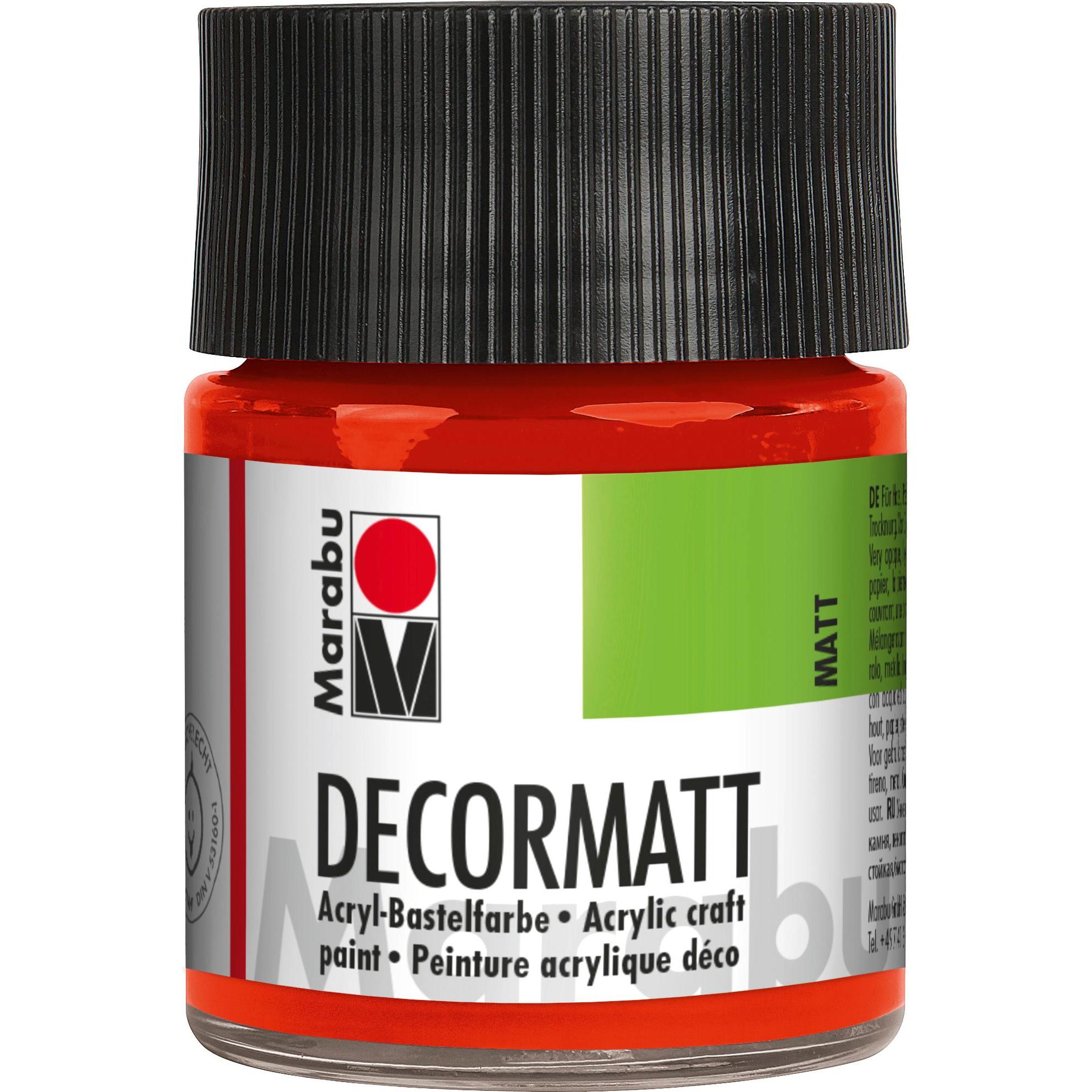 Marabu, Künstlerfarbe + Bastelfarbe, Decormatt Acryl zinnoberrot (zinnoberrot, 50 ml)