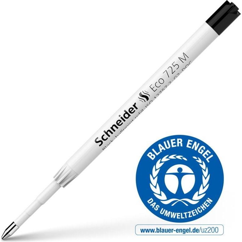 Schneider, Ersatzpatrone, Kugelschreibermine ECO 725, Strichbreite M, Gehäuse 95 % recycelter Kunststoff, schwarz... (Er...