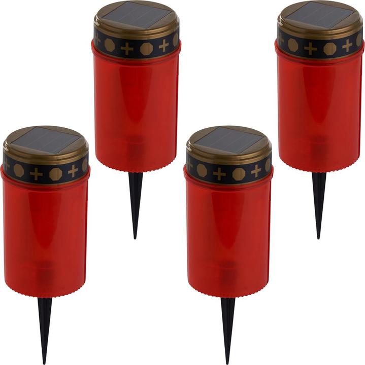 Produktbild 4er-Set Solar LED-Grabkerze mit Erdspiess (4x)