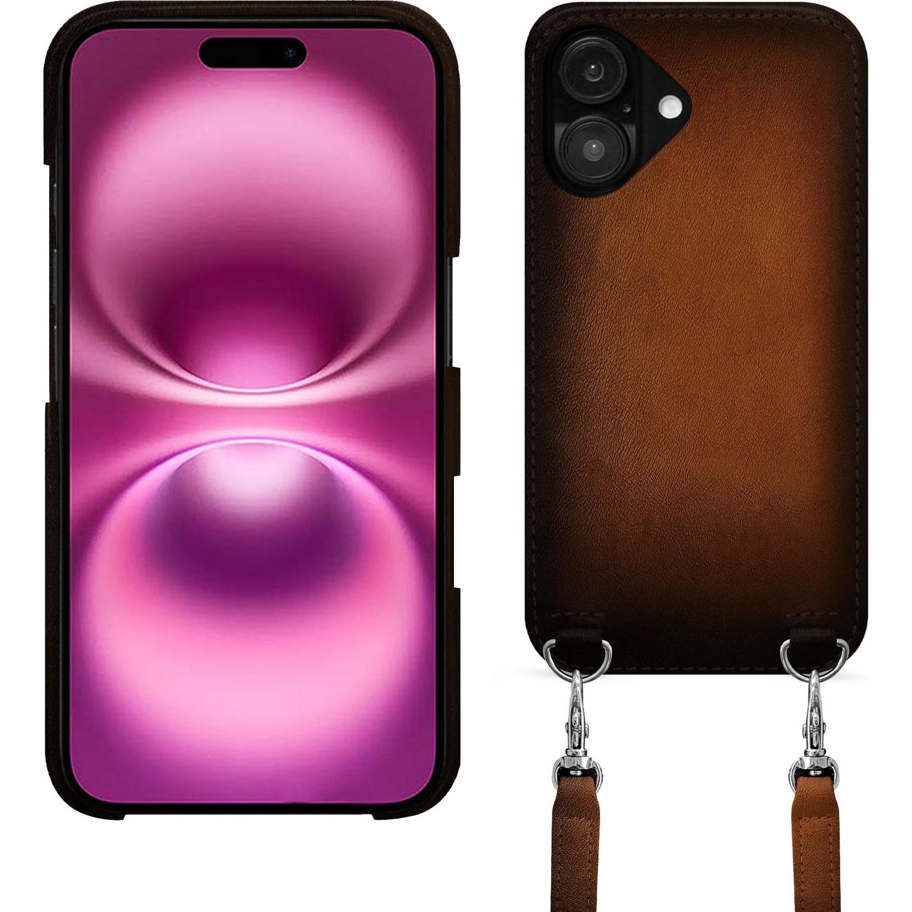 Noreve Schutzhülle mit Schulterriemen Apple iPhone 16 Plus (Apple iPhone 16 Plus), Smartphone Hülle, Braun