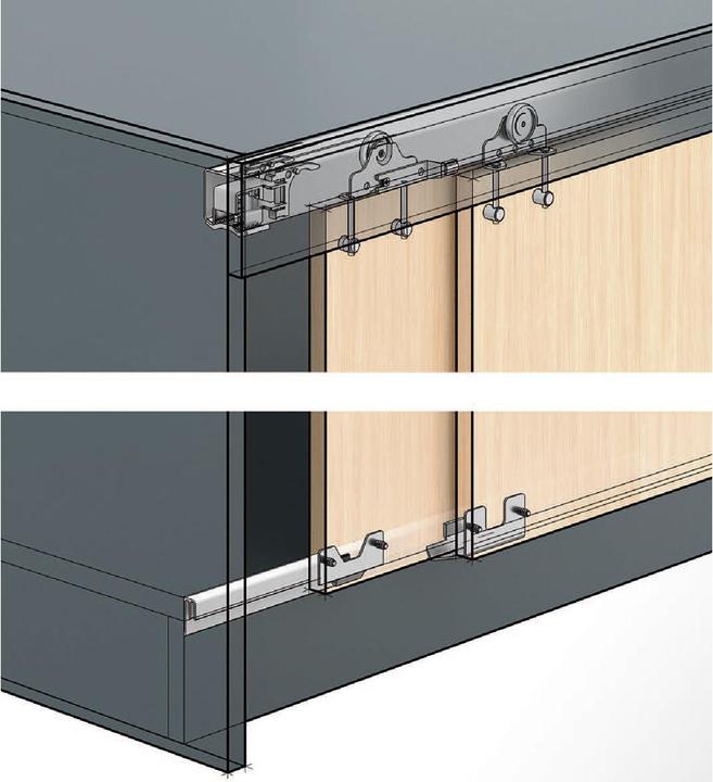 Image du produit Hettich Ferrure de porte coulissante Top Line 1 3 Set complet 75 kg DIN gauche / droite
