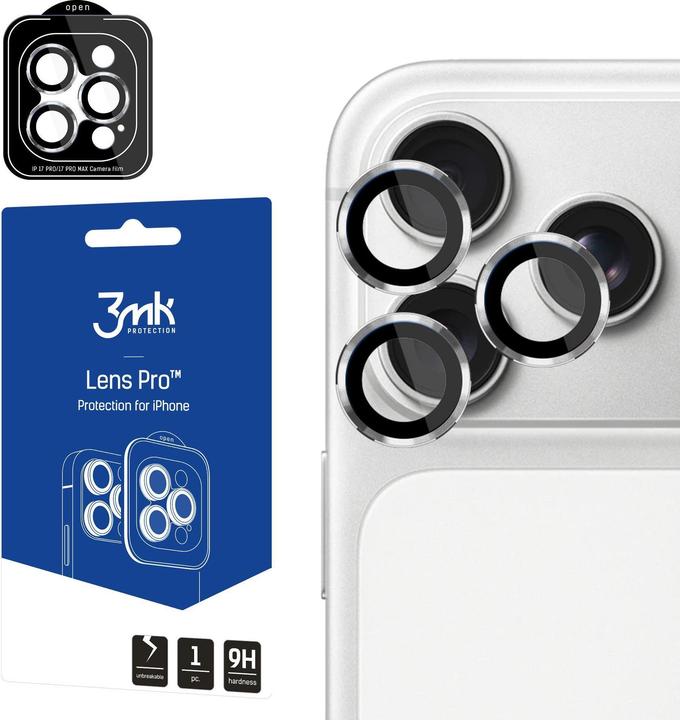 Produktbild 3MK Lens Protection Pro Kameralinsenglas für Apple iPhone 17 Pro /17 Pro Max - Silber (1 Stück, Apple iPhone 17 Pro Max, Apple iPhone 17 Pro)