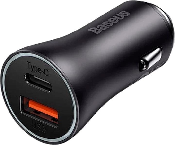 Actual product image Baseus Golden Contactor Max car charger, USB + USB-C, 60W (gray)