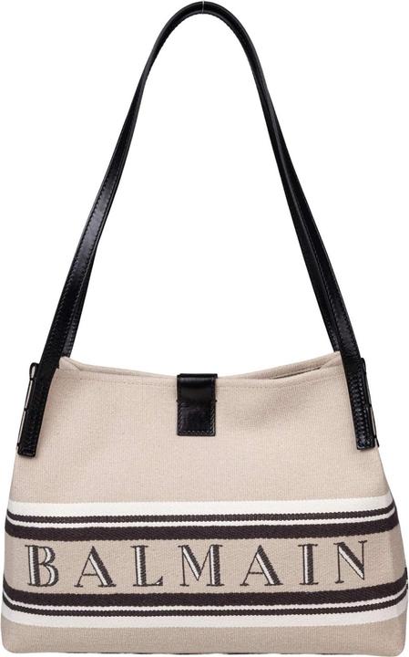 Immagine prodotto Balmain release canvas and leather shopper bag with logo