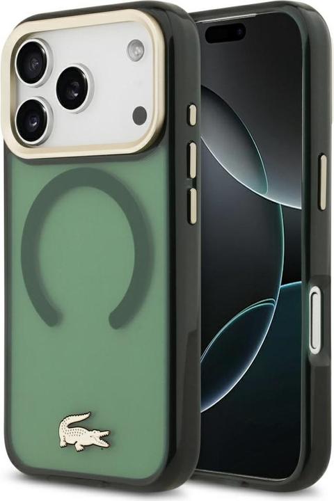 Immagine prodotto Lacoste Shockproof Transparent Frosted Gold Logo MagSafe case for iPhone 17 Pro sinople (Apple iPhone 17 Pro)