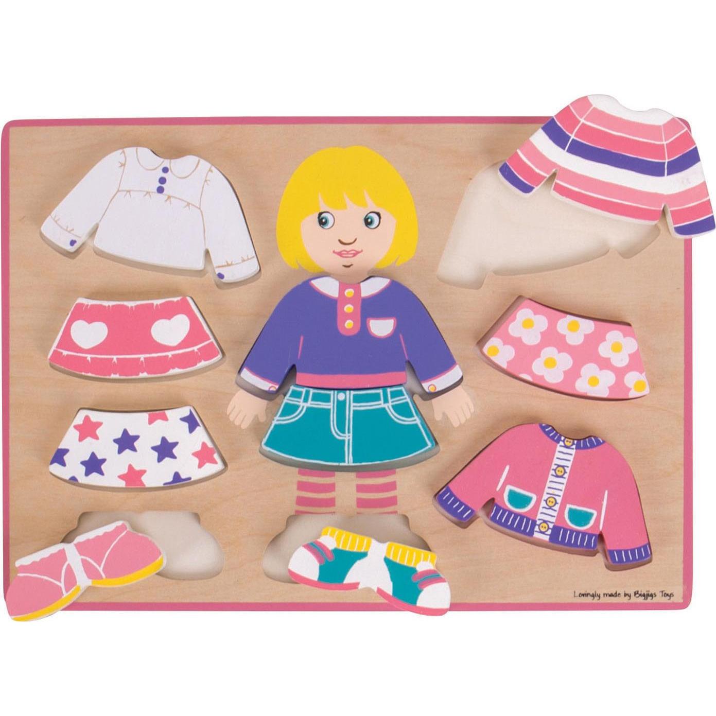 Bigjigs Wooden Dress Up Puzzle Mädchen (10 Teile)