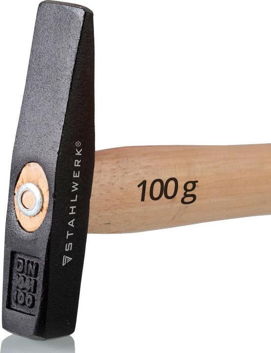 Actual product image Stahlwerk Hammer locksmith hammer 100g robust steel head, hickory wood handle (100 g)