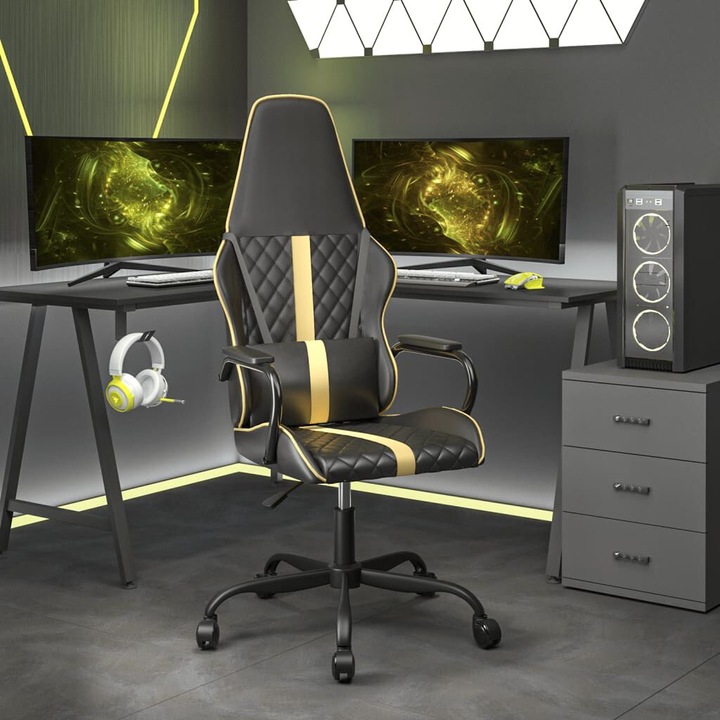Produktbild VidaXL Gaming-Stuhl mit Massagefunktion Gold und Schwarz