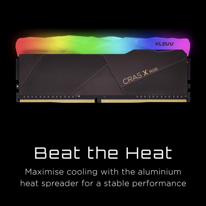 Actual product image Klevv Kit Barrettes mémoire RAM DDR4 16Go (2x8Go) Cras X RGB PC4-25600 (3200 Mhz) (Noir) (2 x 8GB, 3200 MHz, DDR4-RAM, DIMM)