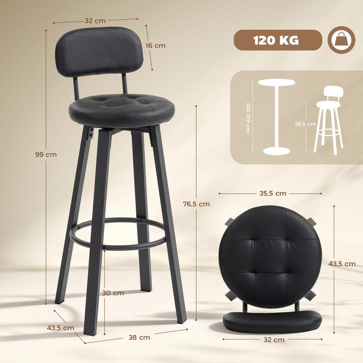 Produktbild Homcom Barhocker Kunstleder, Metall Schwarz