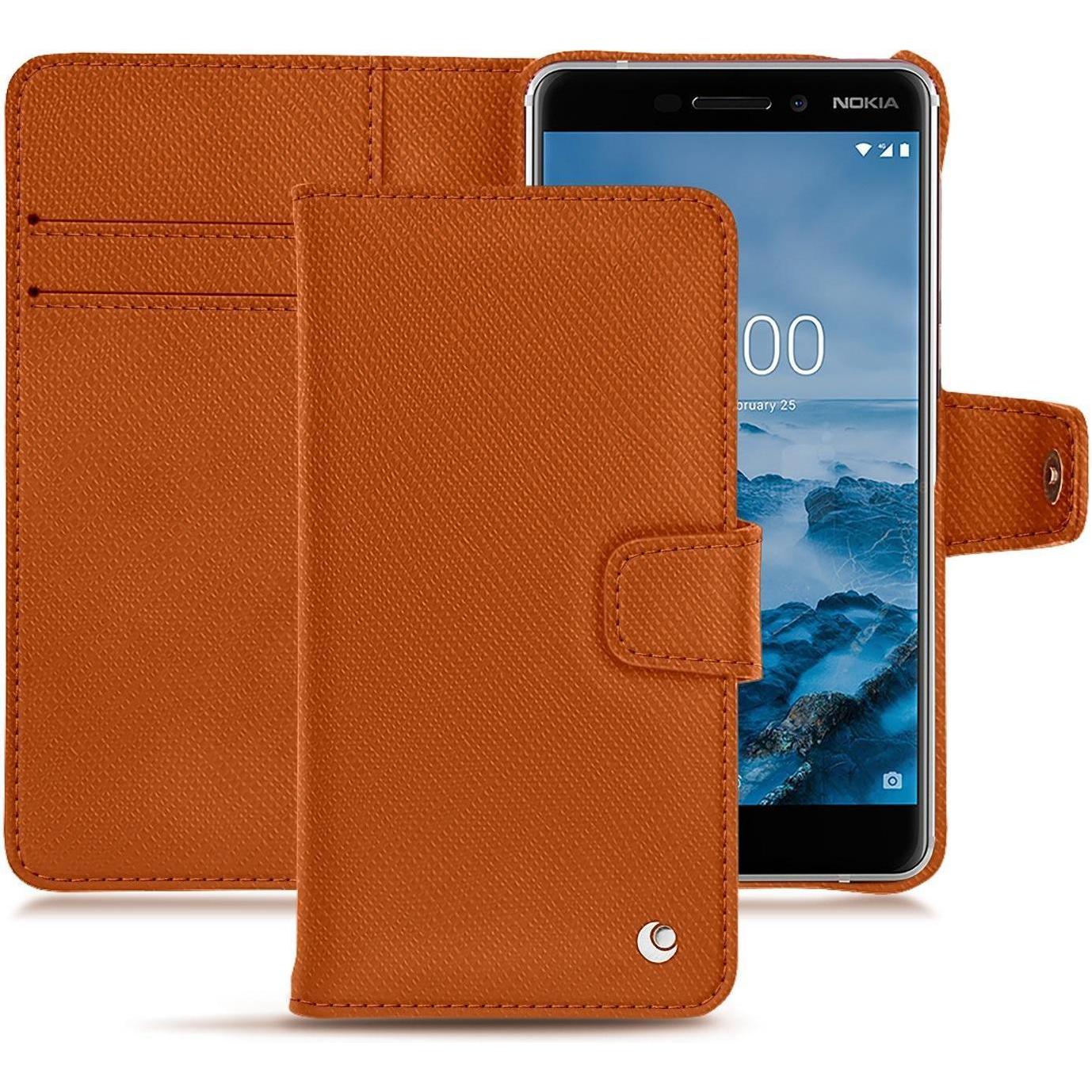 Noreve Lederschutzhülle (Nokia 6 (2018)), Smartphone Hülle, Orange