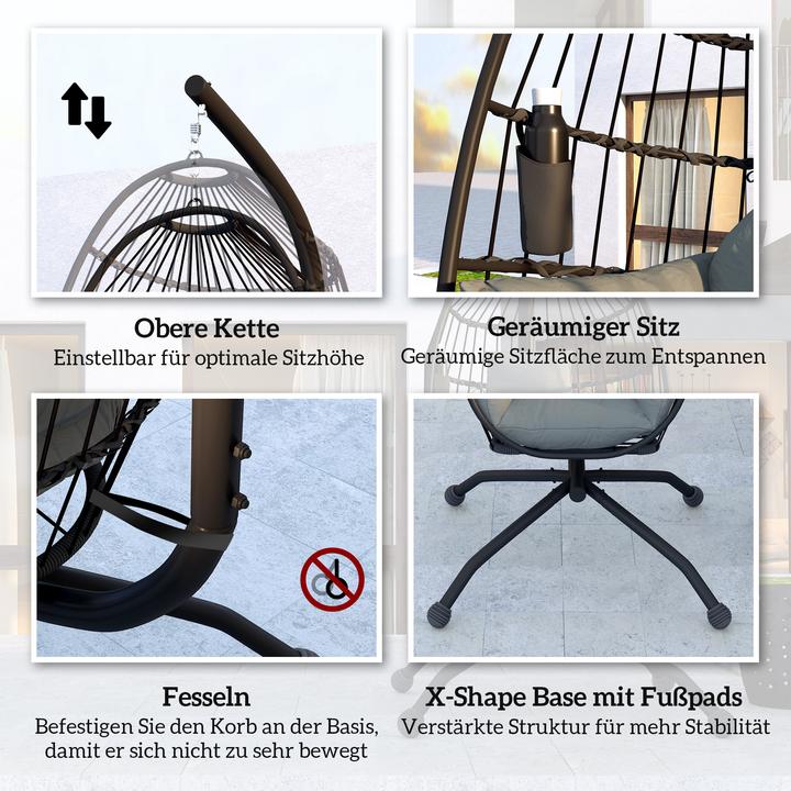 Image du produit Outsunny Hängesessel Stahl, Polyester Schwarz