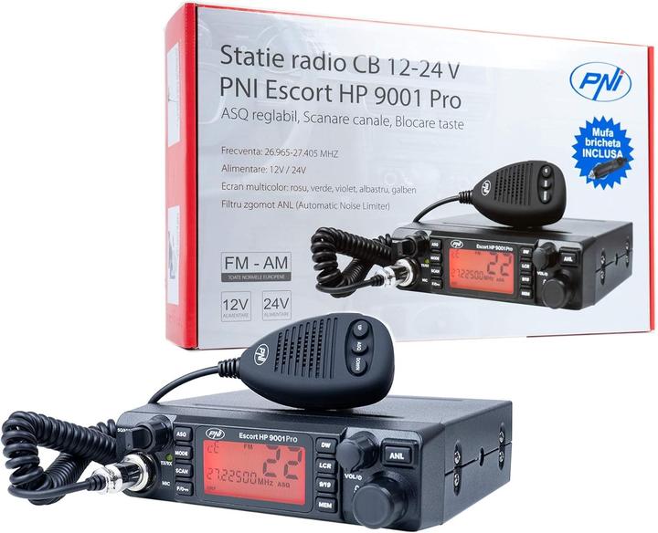 Actual product image PNI CB radio Escort HP 9001 PRO ASQ adjustable, AM-FM, 12V/24V, 4W, Scan, Dual Watch, ANL, more