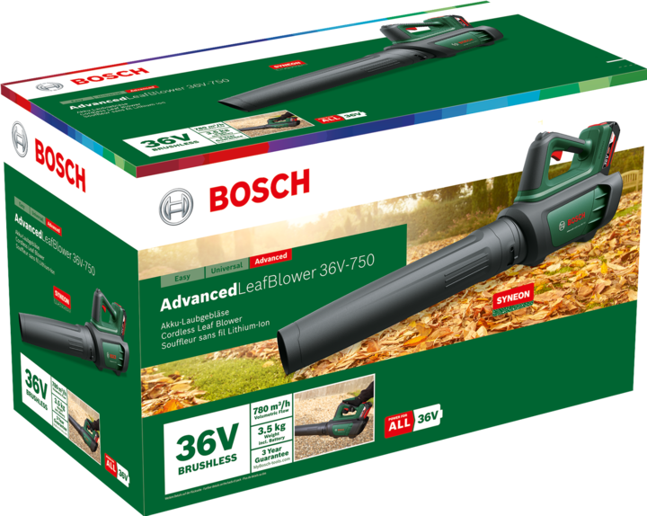 Productafbeelding Bosch Home & Garden Geavanceerde bladblazer 36V-750 2.0Ah ( Inclusief batterij en oplader ) (Oplaadbare batterij, Bladblazer)