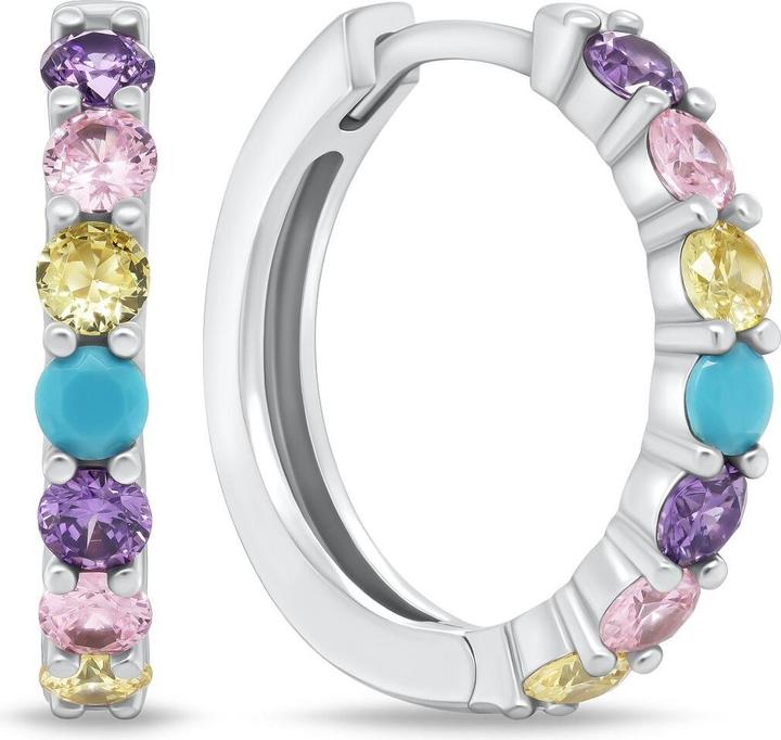 Immagine prodotto Brilio Argento - Orecchini a cerchio in argento con zirconi colorati EA993WRBW