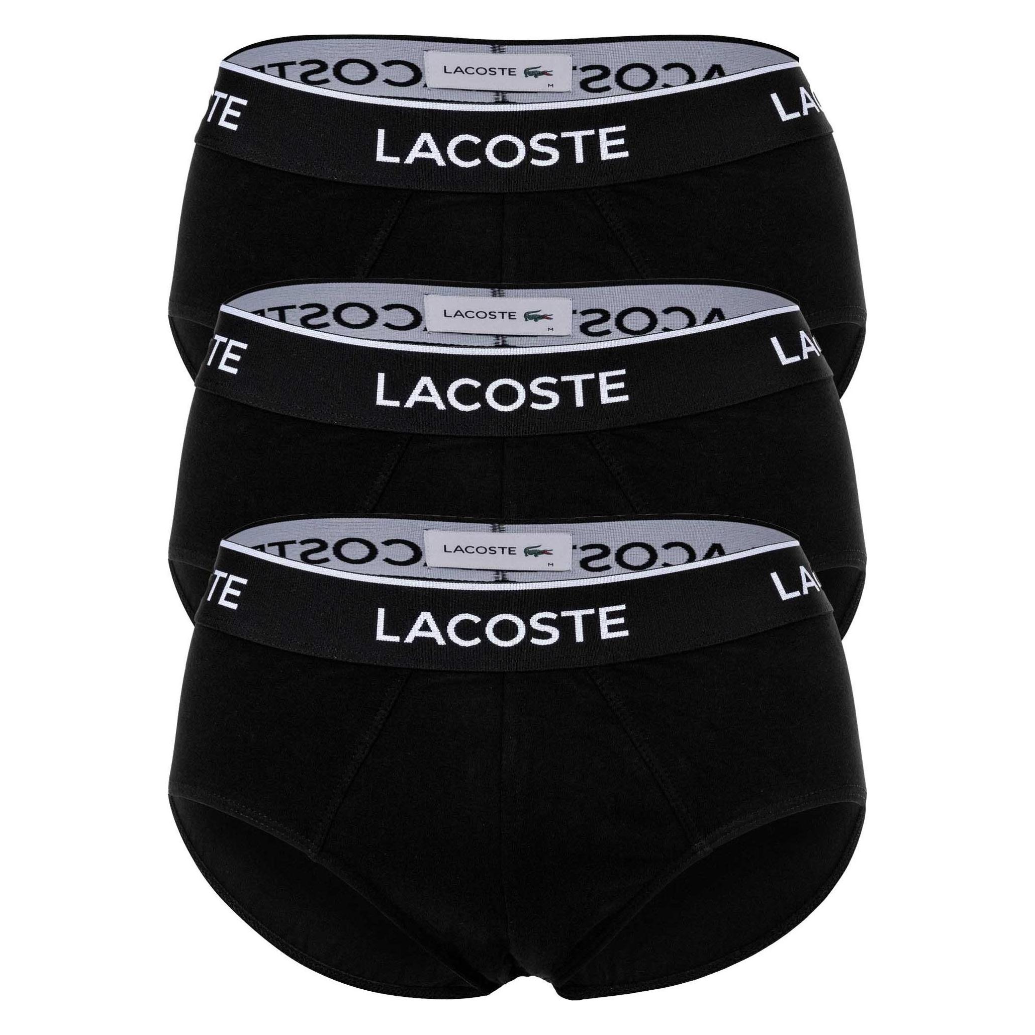 Lacoste, Herren, Unterhosen, Slip Stretch, Schwarz, (S, 3er Pack)