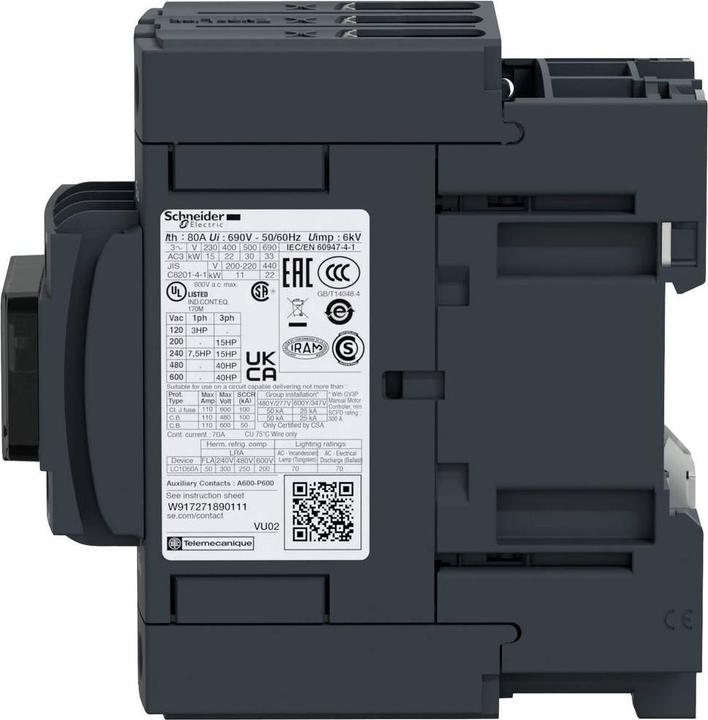 Image du produit Schneider Electric Contacteur 3 pôles AC3 440V 50A 230VAC