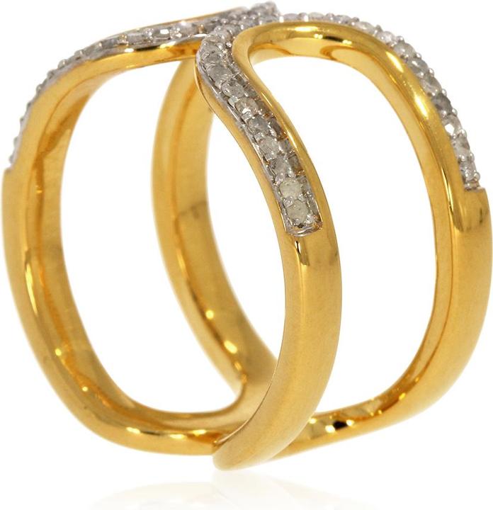 Produktbild Xen Ring mit 54 weissen Diamanten ca. 0,26 ct. gelbvergoldet (58, 925 Silber)